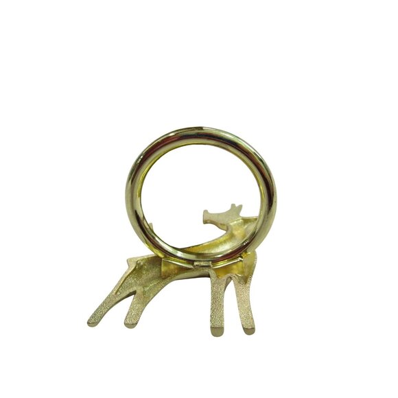 Reindeer Napkin Rings Gold Tone Metal GUC Four Holiday Christmas Table - Picture 15 of 15